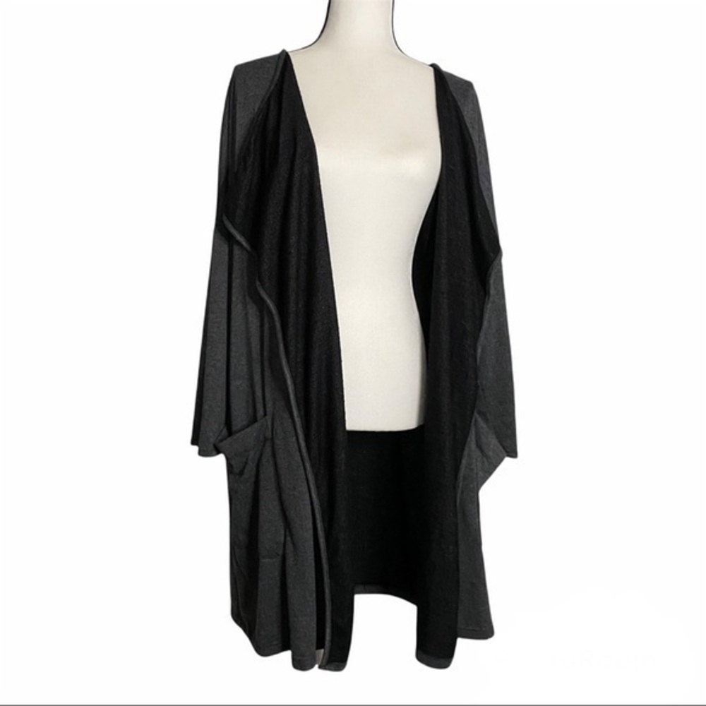 Gray Cozy Long Sleeve Cardigan - Size 3X, Open Front Sweater with Pockets